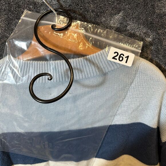 Lucky Brand Sweater Womens Large Striped Minimalist Mom Pullover Knit Cardigan - Picture 9 of 9